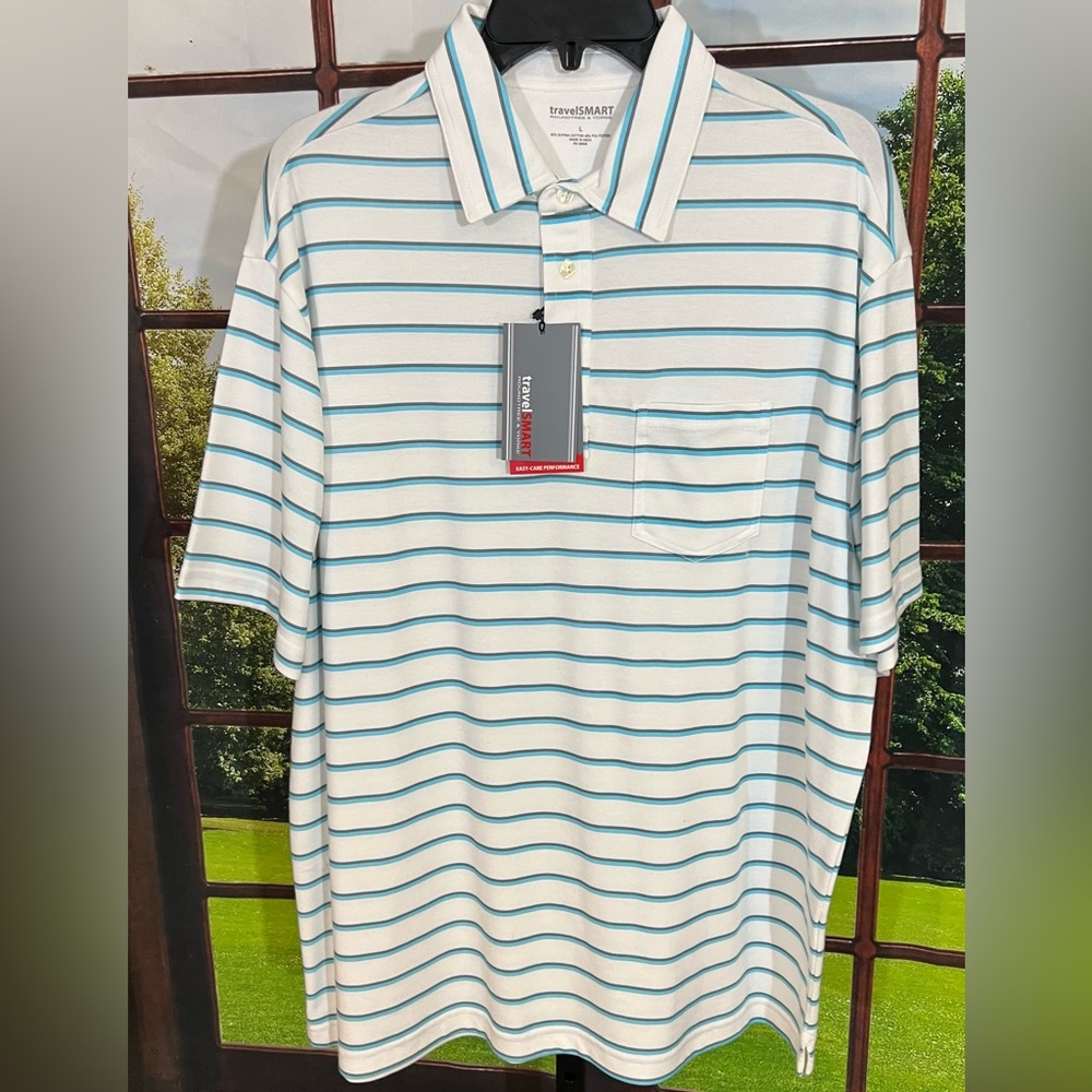 Nwt Travel Smsrt mens large wrinkle free polo shirt